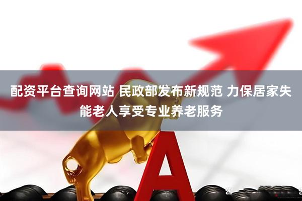配资平台查询网站 民政部发布新规范 力保居家失能老人享受专业养老服务